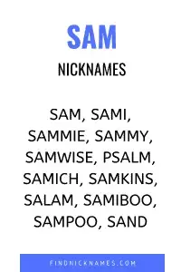79 Cute And Funny Nicknames For Sam Find Nicknames