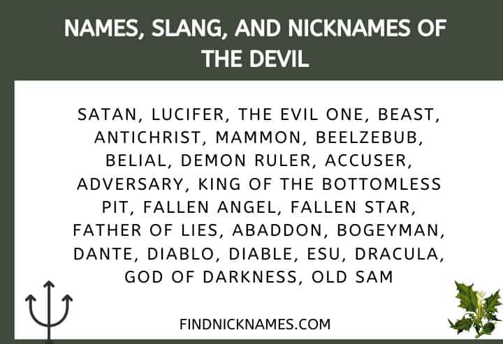 140 Names Slang And Nicknames For The Devil Find Nicknames