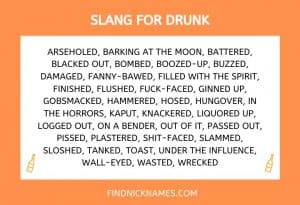 Slang for Drunk