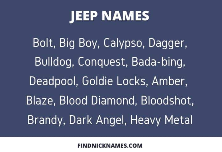 300+ Creative, Funny, and Badass Jeep Names — Find Nicknames