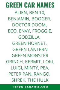 Names for a Green Car