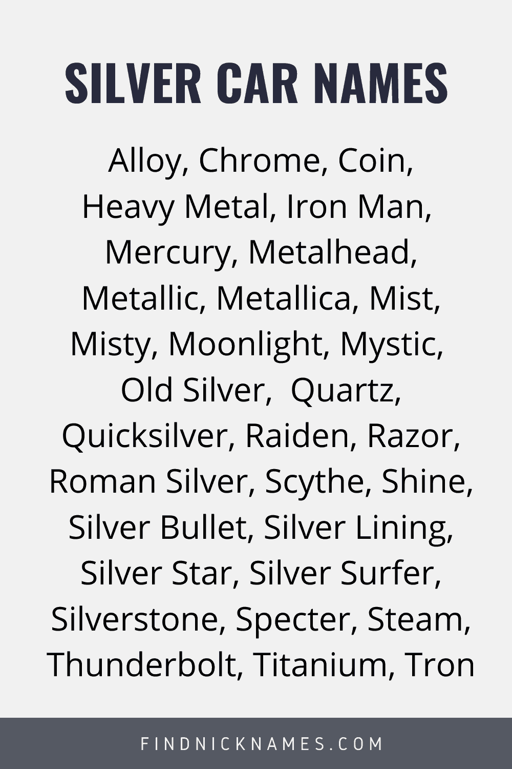 Silver names for cars